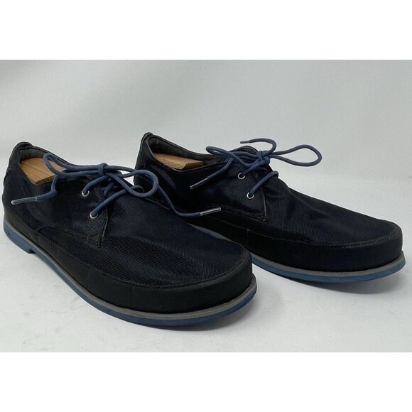 OLUKAI Honolulu Lace Mesh Black Men\'s 13 Casual Derby Shoes Blue Laces